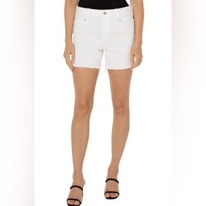 Liverpool stretchy white frayed hem shorts, elastic waist (no zipper) size 27